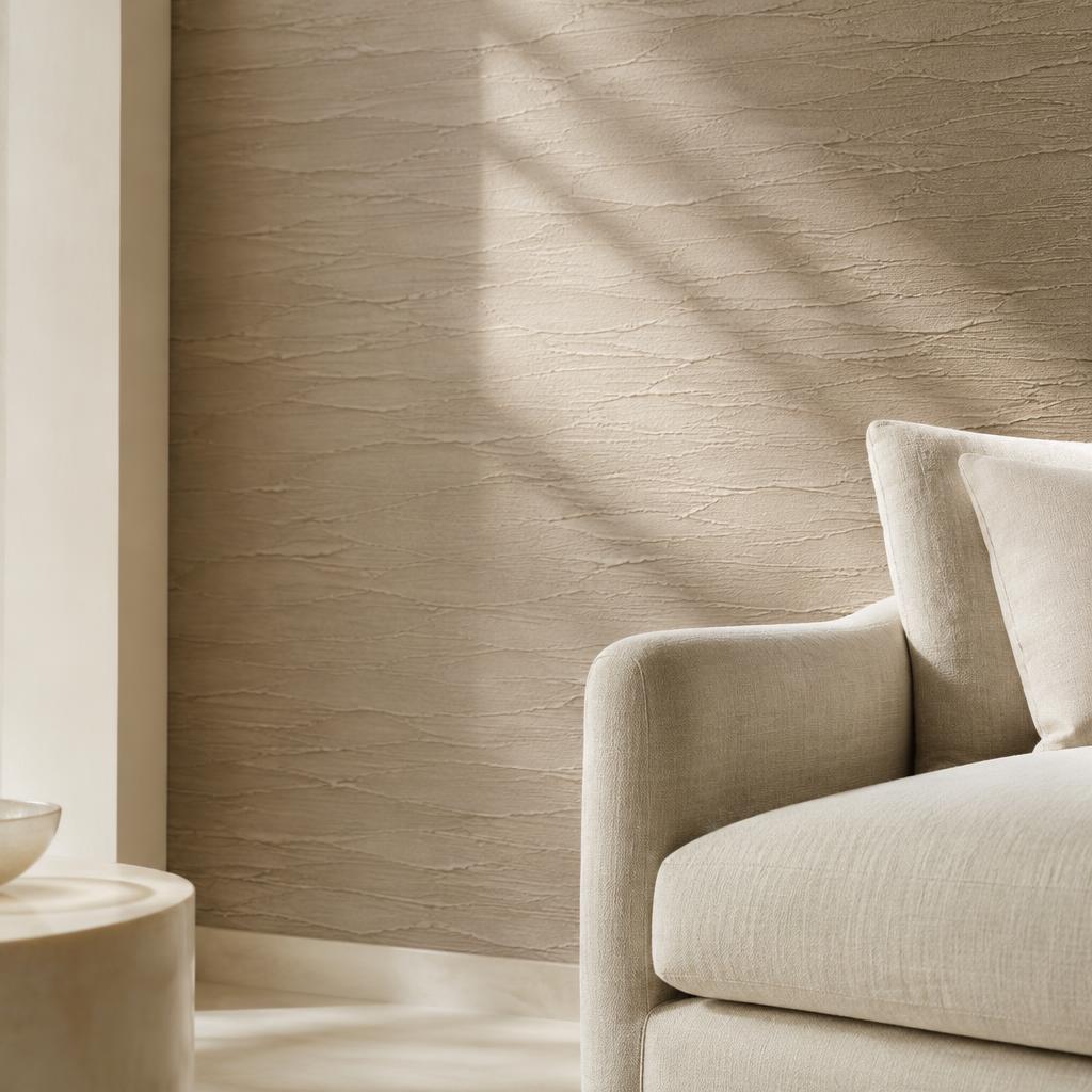 Revestimento decorativo texturizado em tom taupe